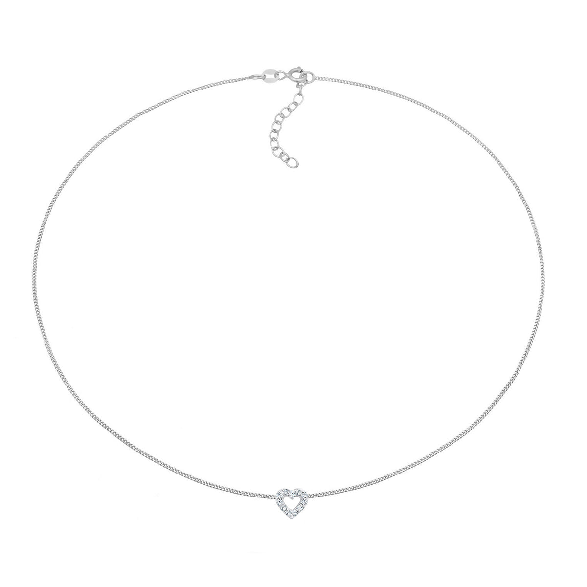 Silber - Elli | Choker Herz | Mit Kristallen von Swarovski® (Weiß) | 925er Sterling Silber