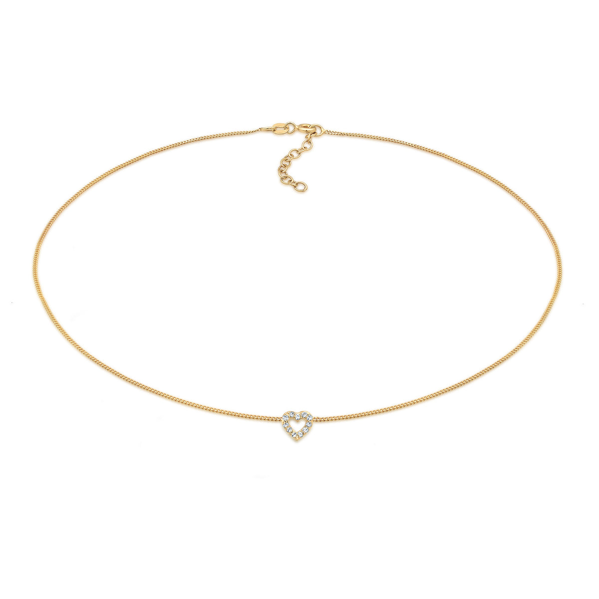 Gold - Elli | Choker Herz | Mit Kristallen von Swarovski® (Weiß) | 925er Sterling Silber Vergoldet