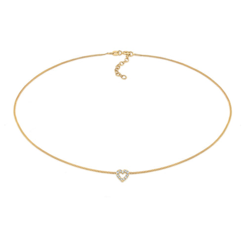 Gold - Elli | Choker Herz | Mit Kristallen von Swarovski® (Weiß) | 925er Sterling Silber Vergoldet