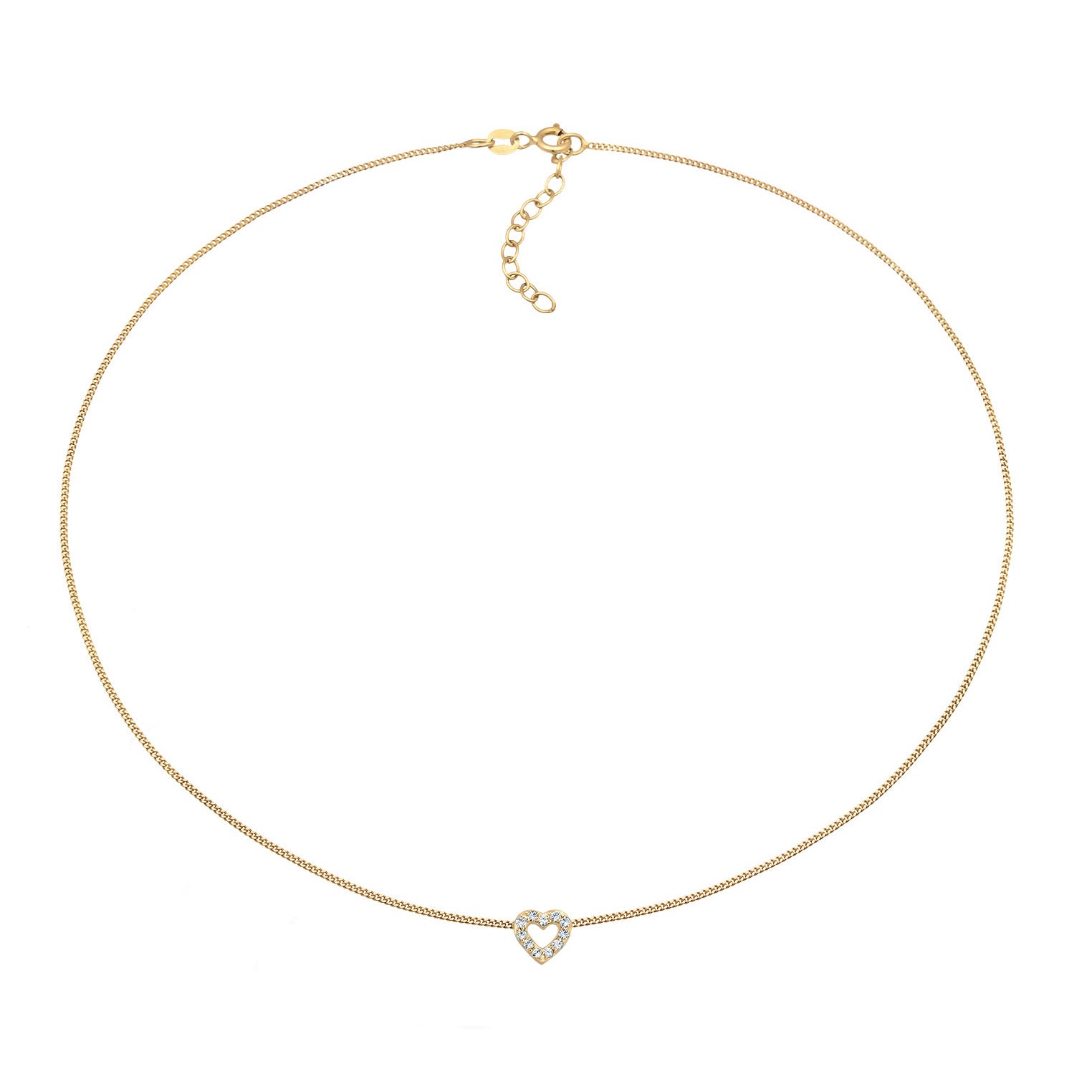 Gold - Elli | Choker Herz | Mit Kristallen von Swarovski® (Weiß) | 925er Sterling Silber Vergoldet