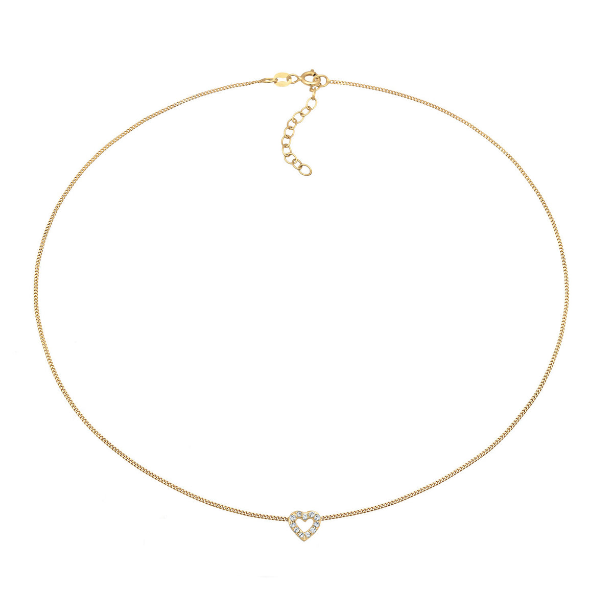 Gold - Elli | Choker Herz | Mit Kristallen von Swarovski® (Weiß) | 925er Sterling Silber Vergoldet