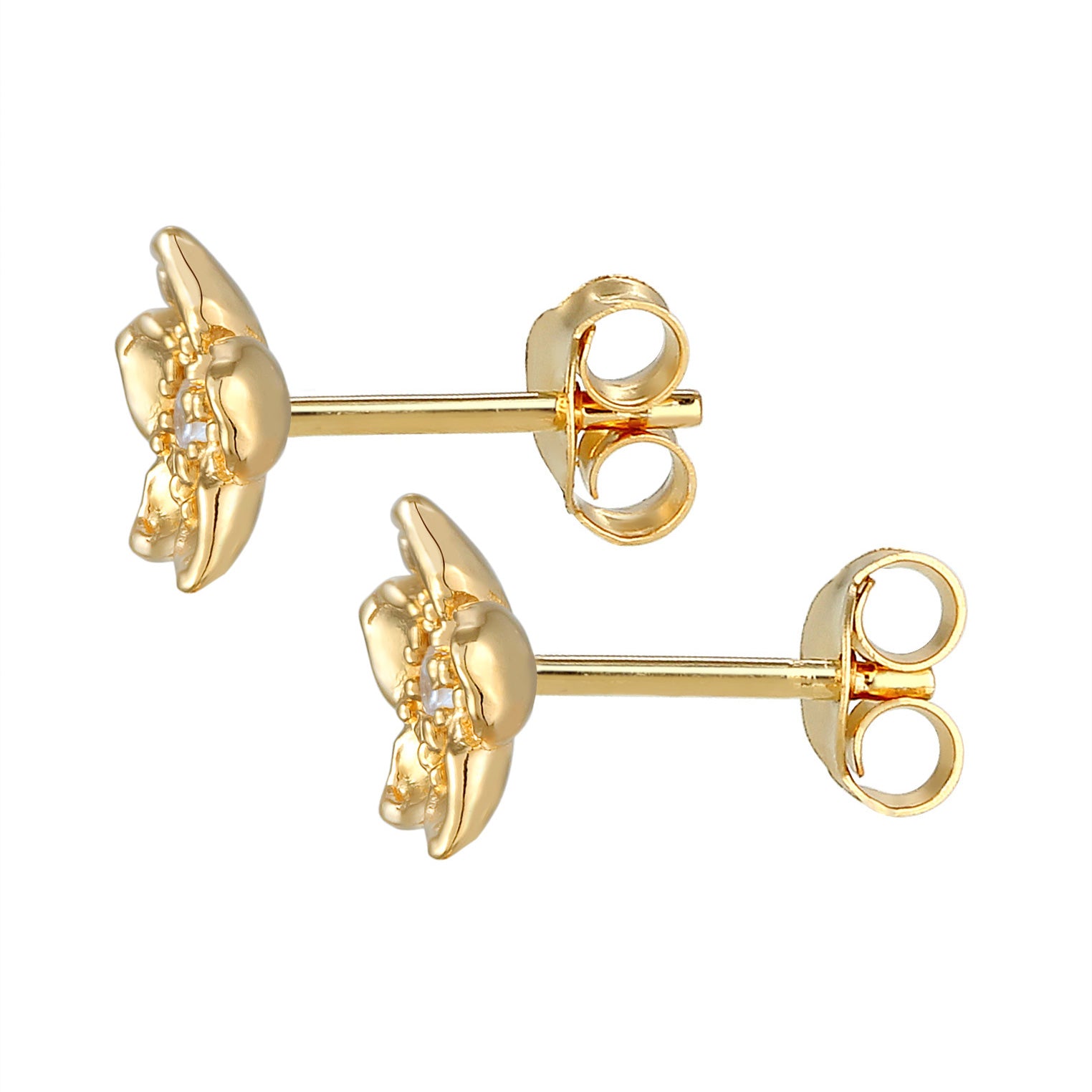 Gold - Elli | Ohrstecker Blume | Zirkonia (Weiß) | 925er Sterling Silber Vergoldet