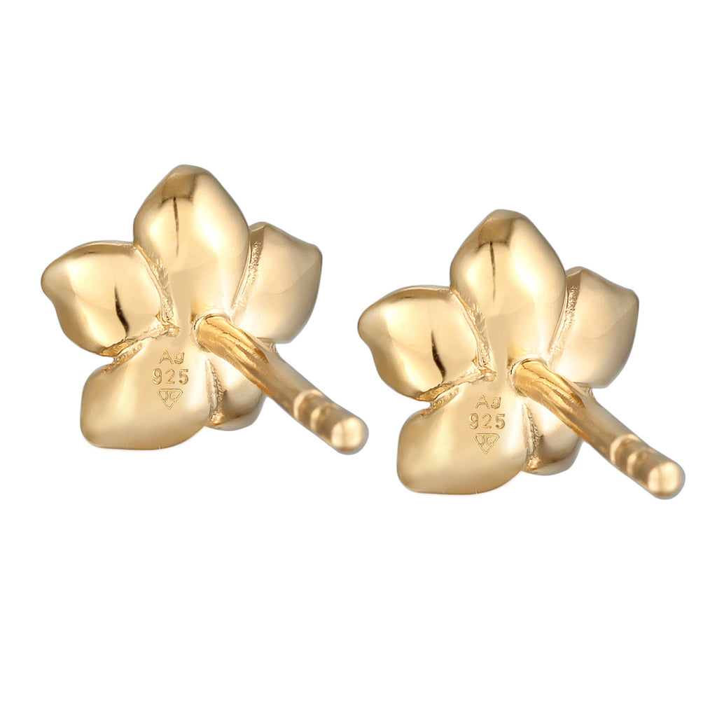 Gold - Elli | Ohrstecker Blume | Zirkonia (Weiß) | 925er Sterling Silber Vergoldet