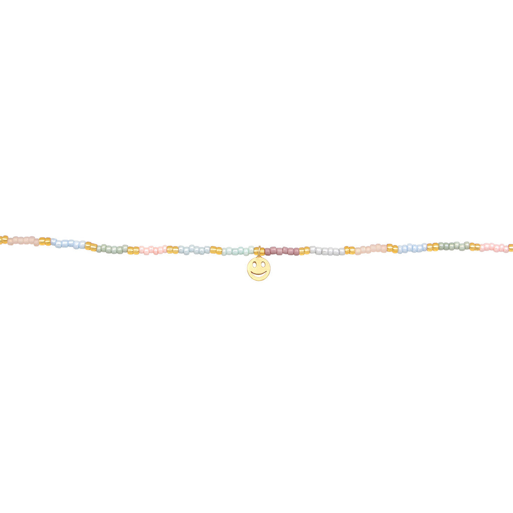 Gold - Elli | Halskette mit Smiling Face Beads | 925er Sterling Silber Vergoldet