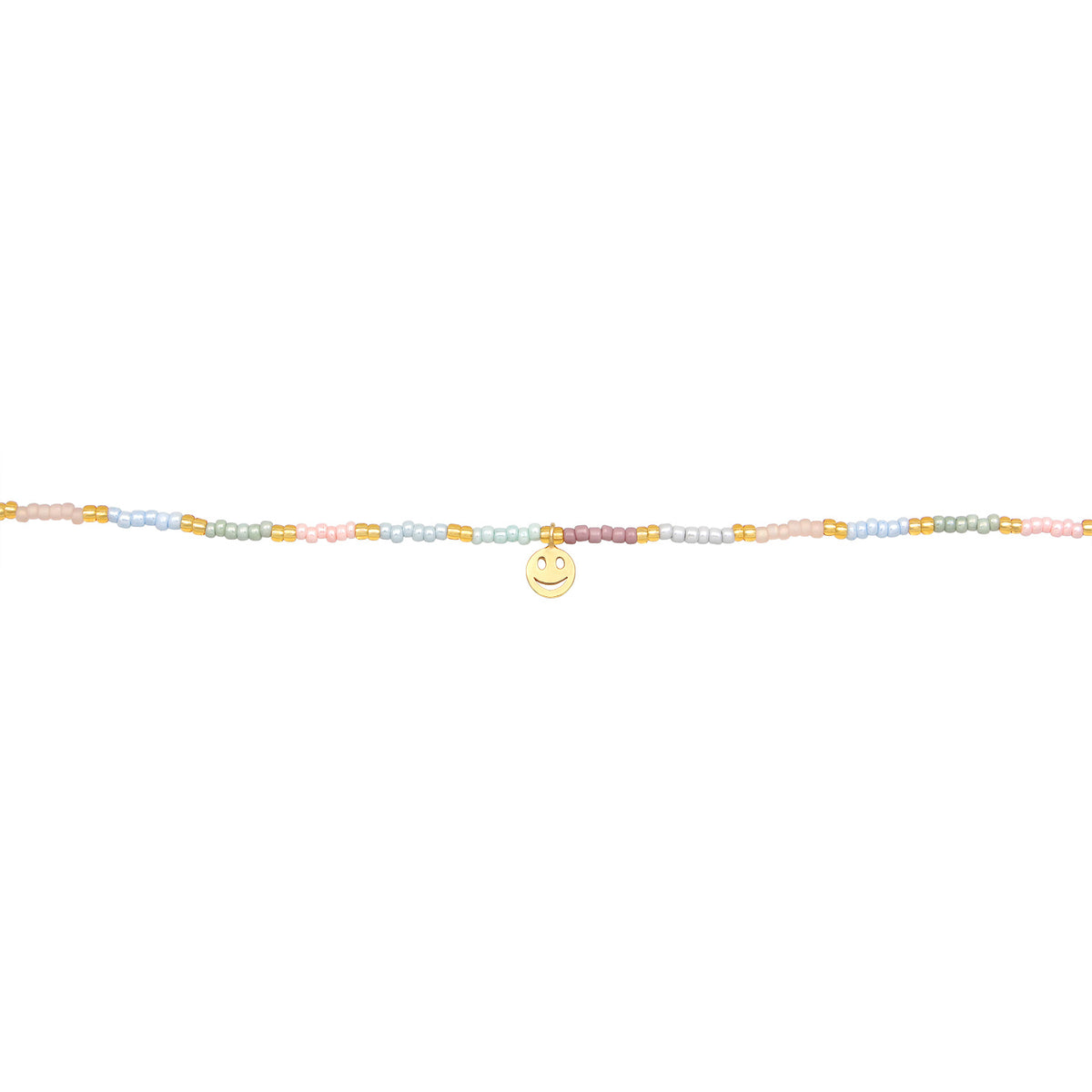 Gold - Elli | Halskette mit Smiling Face Beads | 925er Sterling Silber Vergoldet