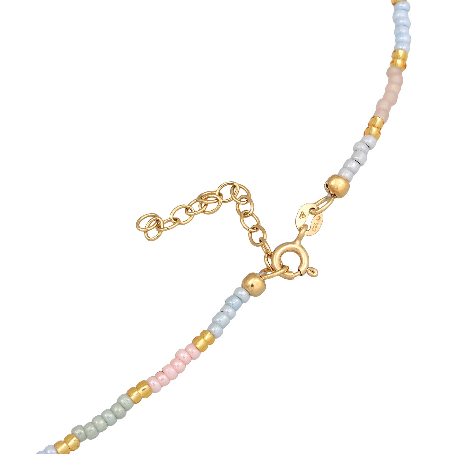 Gold - Elli | Halskette mit Smiling Face Beads | 925er Sterling Silber Vergoldet