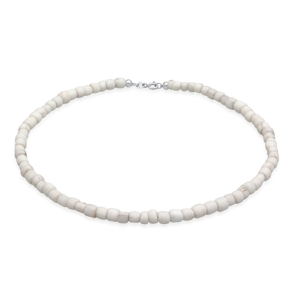 Weiß - Elli | Choker Glasperlen Weiß | 925er Sterling Silber Vergoldet