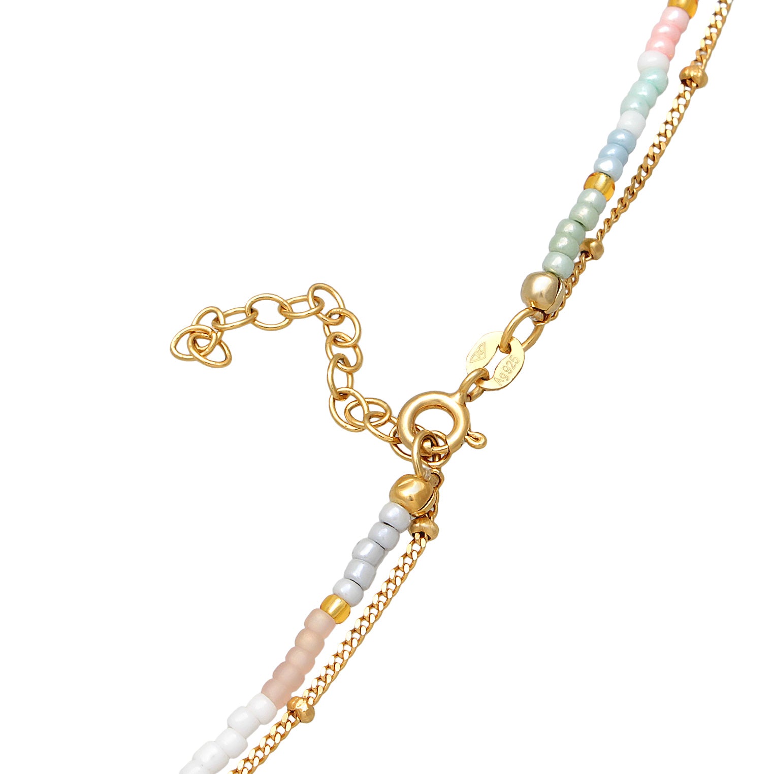 Gold - Elli | Layer-Choker Herz Beads | Süßwasserperlen | 925er Sterling Silber Vergoldet