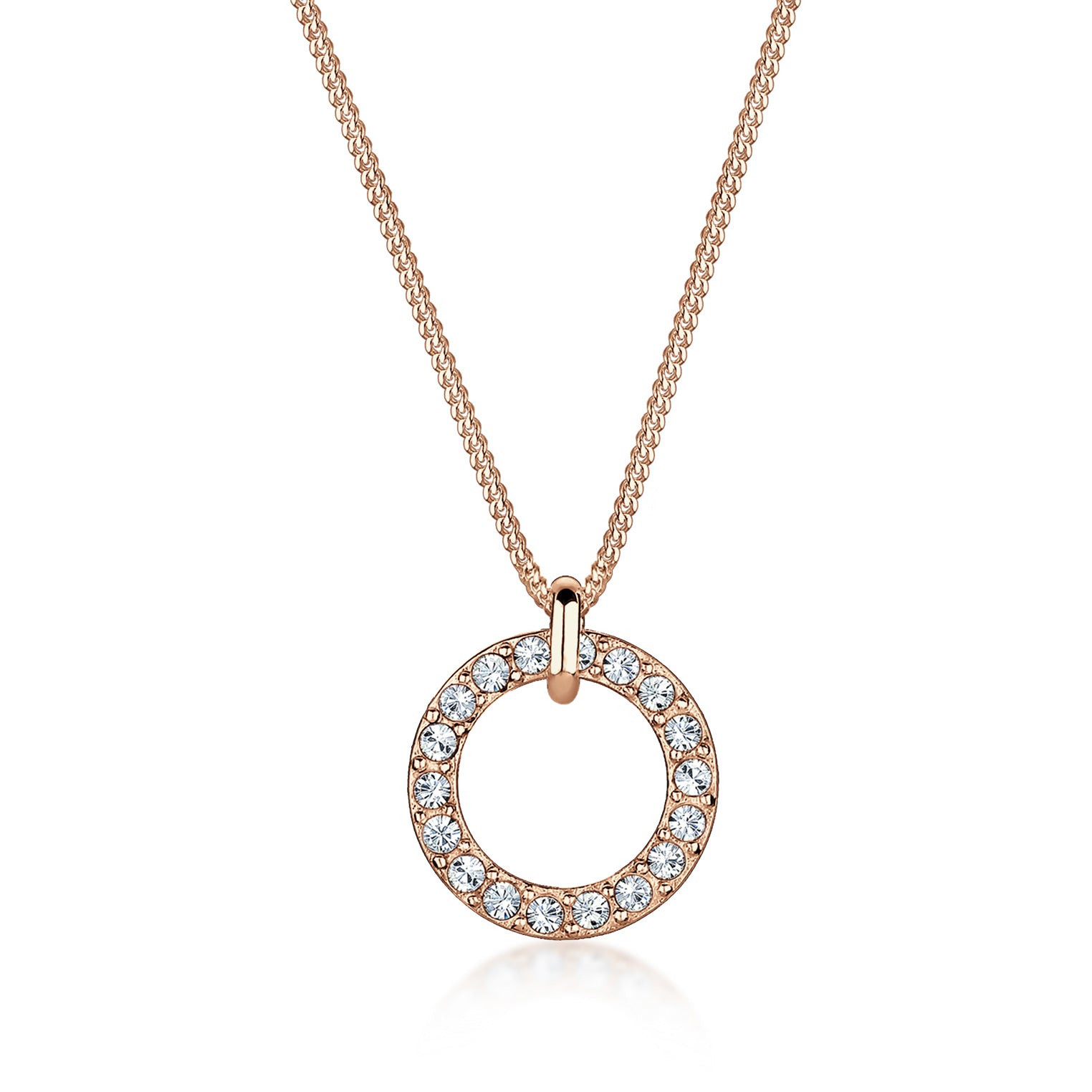 Roségold - Elli | Halskette Kreis | Kristall (Weiß) | 925er Sterling Silber Rosévergoldet
