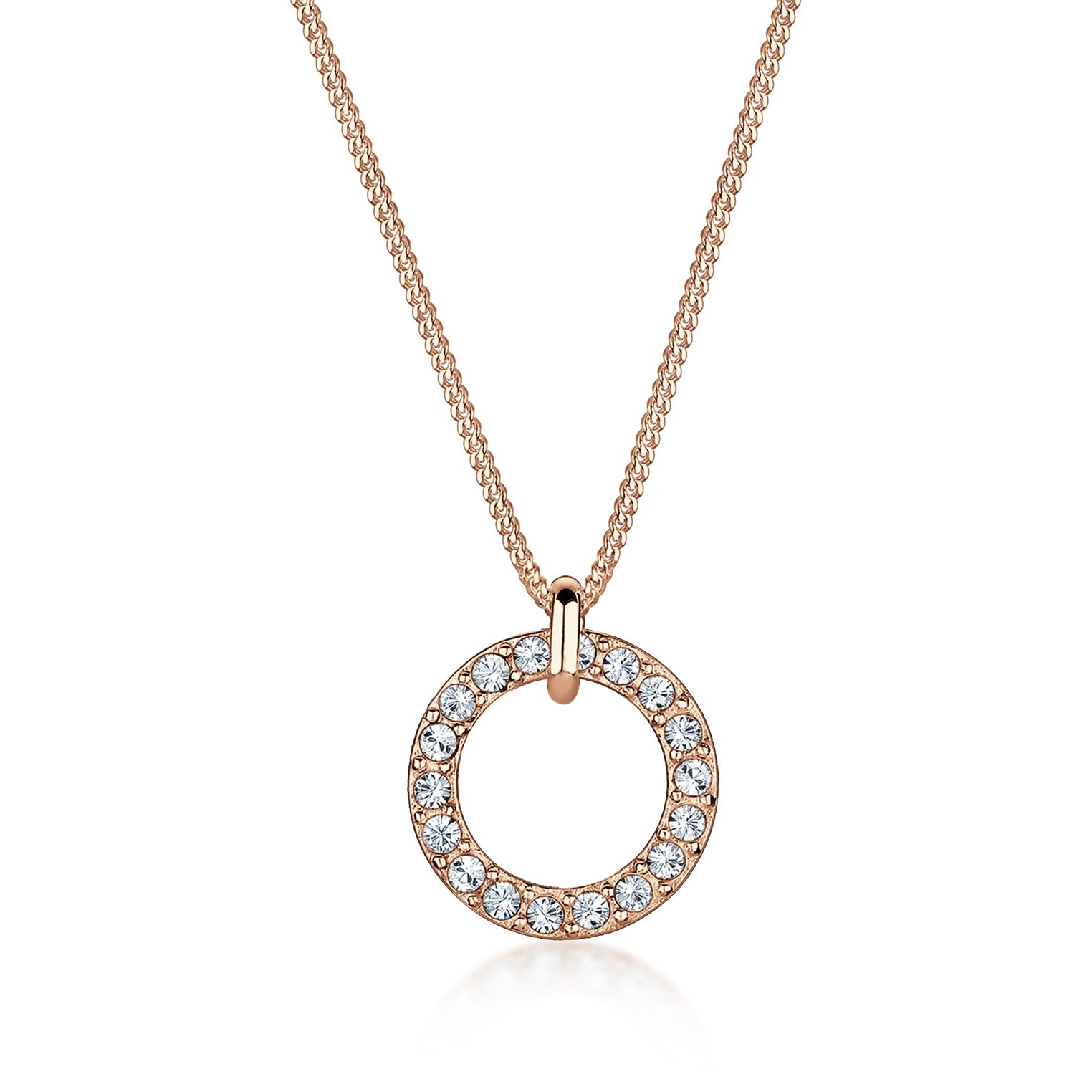 Roségold - Elli | Halskette Kreis | Mit Kristallen von Swarovski® (Weiß) | 925er Sterling Silber Rosévergoldet
