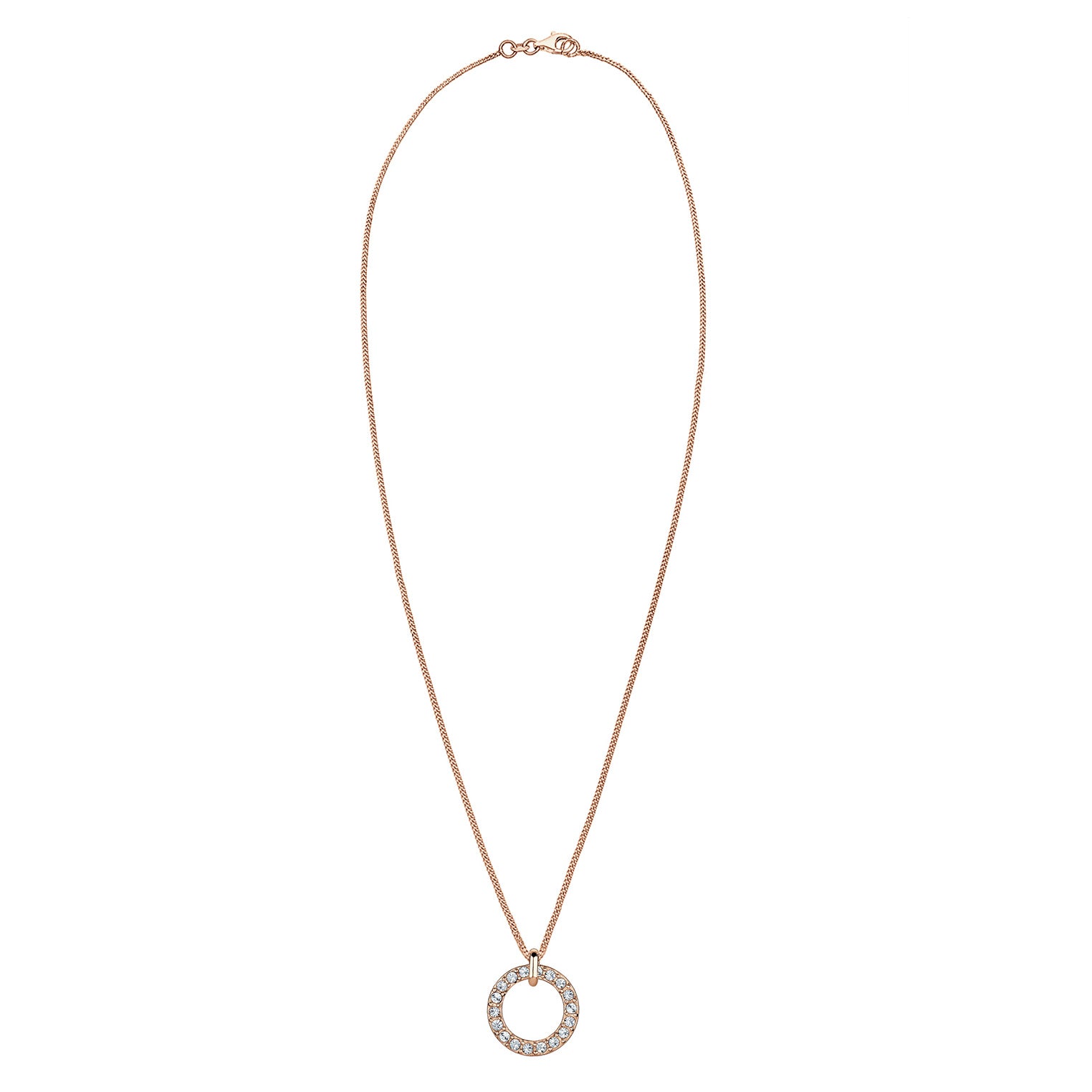 Roségold - Elli | Halskette Kreis | Mit Kristallen von Swarovski® (Weiß) | 925er Sterling Silber Rosévergoldet