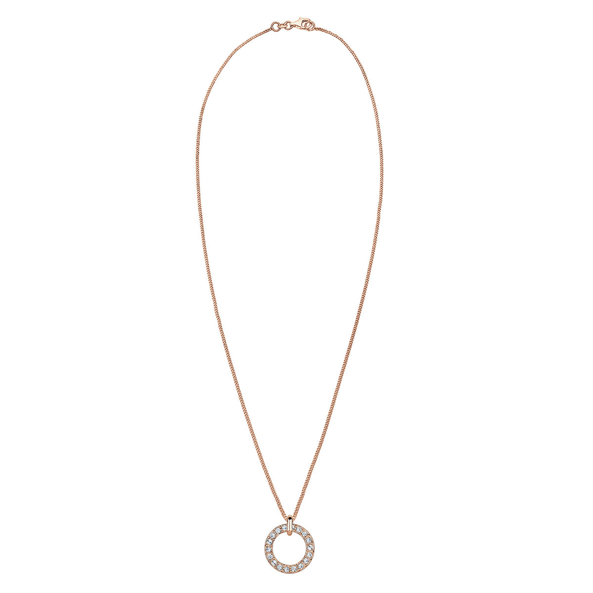 Roségold - Elli | Halskette Kreis | Mit Kristallen von Swarovski® (Weiß) | 925er Sterling Silber Rosévergoldet