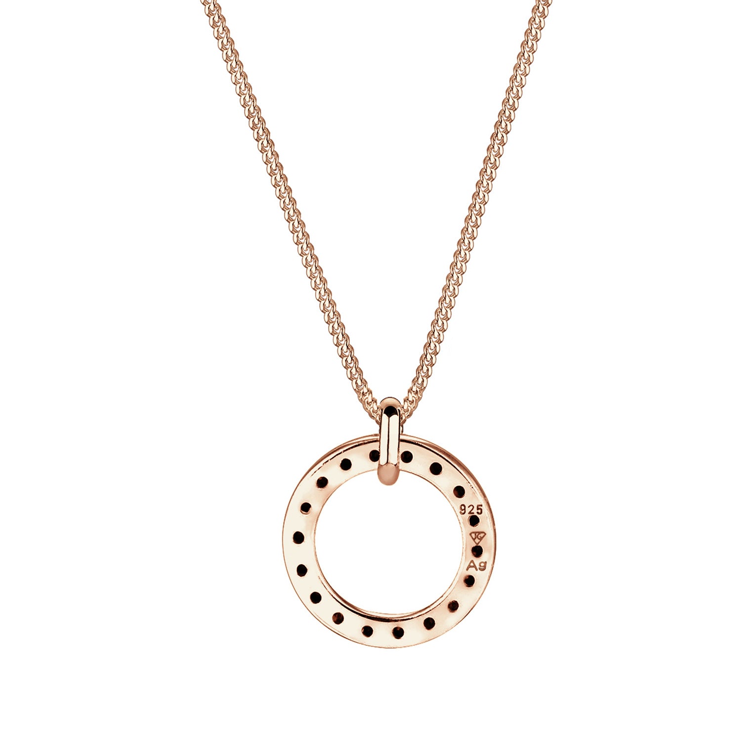 Roségold - Elli | Halskette Kreis | Mit Kristallen von Swarovski® (Weiß) | 925er Sterling Silber Rosévergoldet