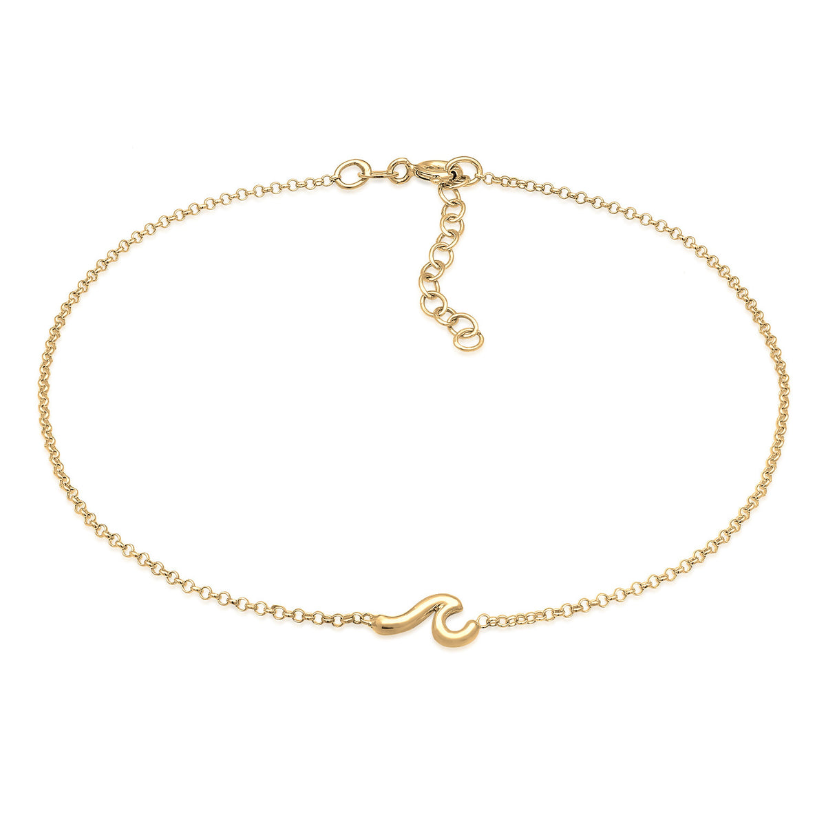 Gold - Elli | Fußkettchen Welle | 925er Sterling Silber Vergoldet