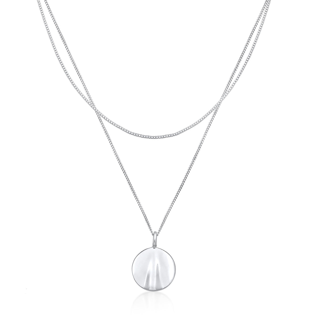 Silber - Elli | Layer-Halskette Plättchen | 925er Sterling Silber
