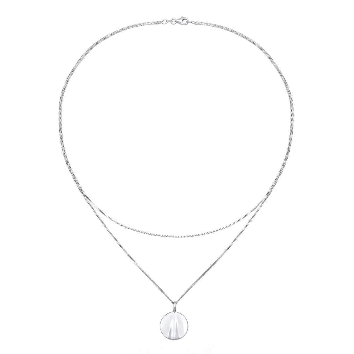 Silber - Elli | Layer-Halskette Plättchen | 925er Sterling Silber