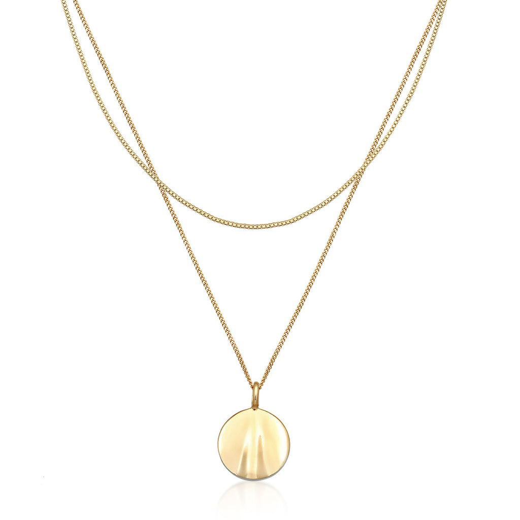 Gold - Elli | Layer-Halskette Plättchen | 925er Sterling Silber Vergoldet