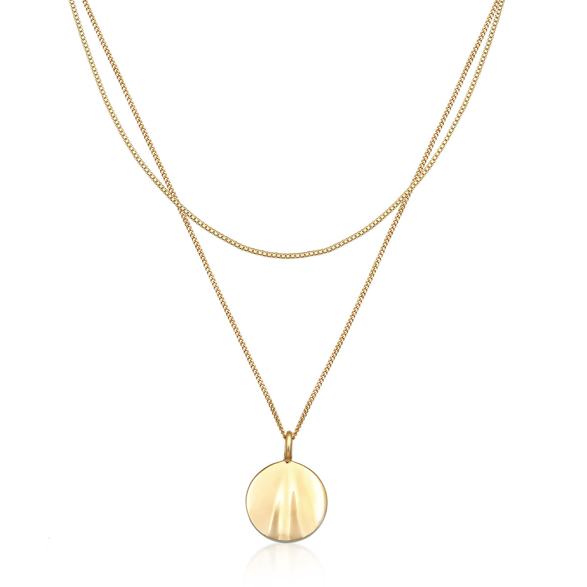 Gold - Elli | Layer-Halskette Plättchen | 925er Sterling Silber Vergoldet