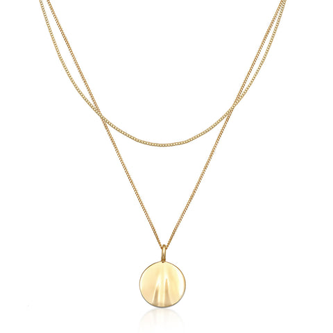 Gold - Elli | Layer-Halskette Plättchen | 925er Sterling Silber Vergoldet