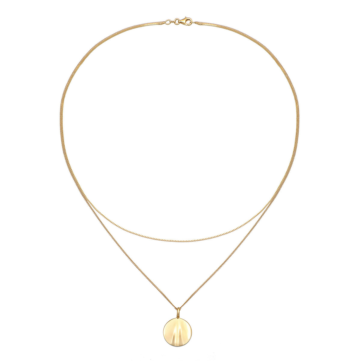 Gold - Elli | Layer-Halskette Plättchen | 925er Sterling Silber Vergoldet