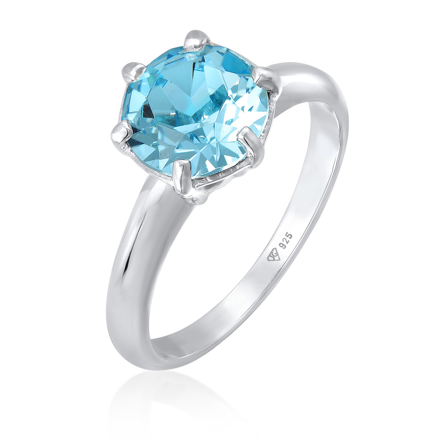 Blau - Elli | Solitär-Ring | Kristall (Blau) | 925er Sterling Silber