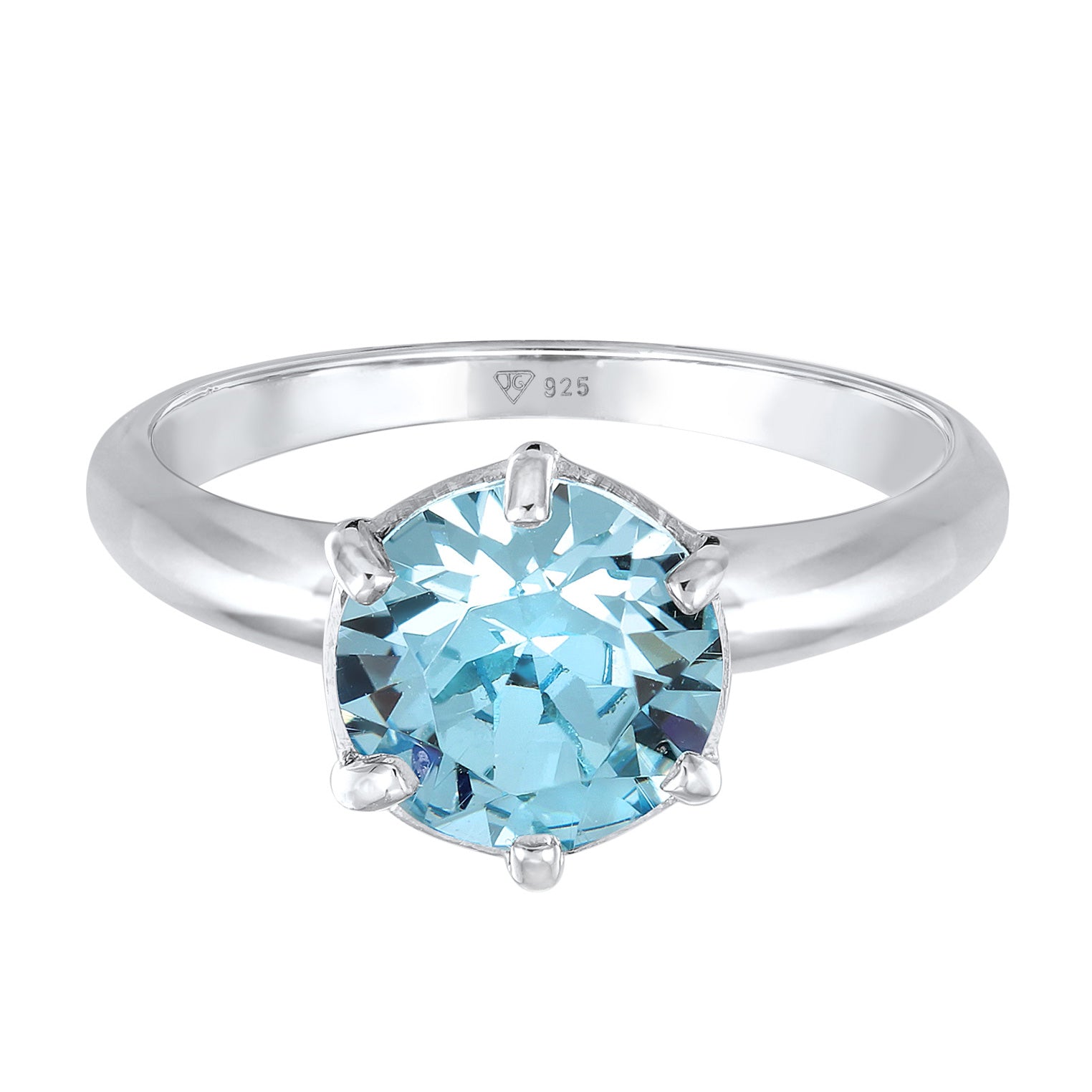 Blau - Elli | Solitär-Ring | Kristall (Blau) | 925er Sterling Silber