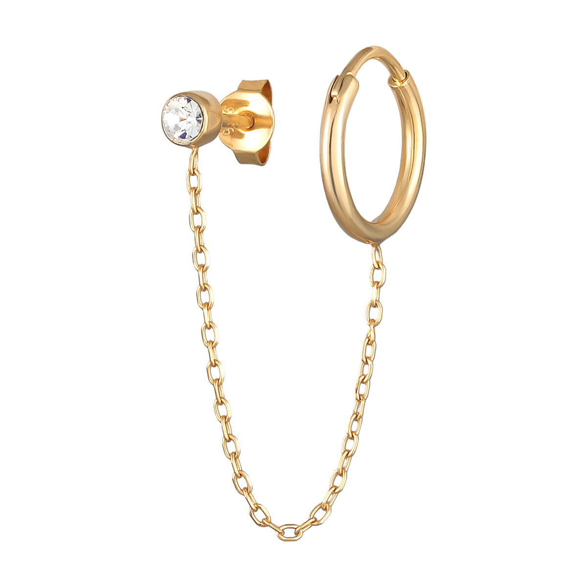 Gold - Elli | Creole Stecker 2-Loch | Mit Kristallen von Swarovski® (Weiß) | 925er Sterling Silber Vergoldet