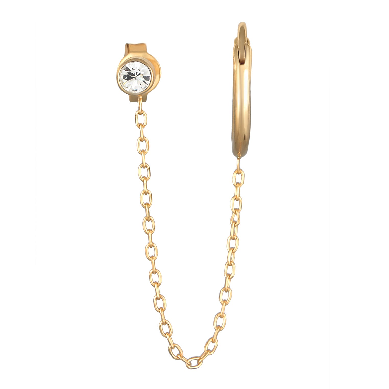 Gold - Elli | Creole Stecker 2-Loch | Mit Kristallen von Swarovski® (Weiß) | 925er Sterling Silber Vergoldet