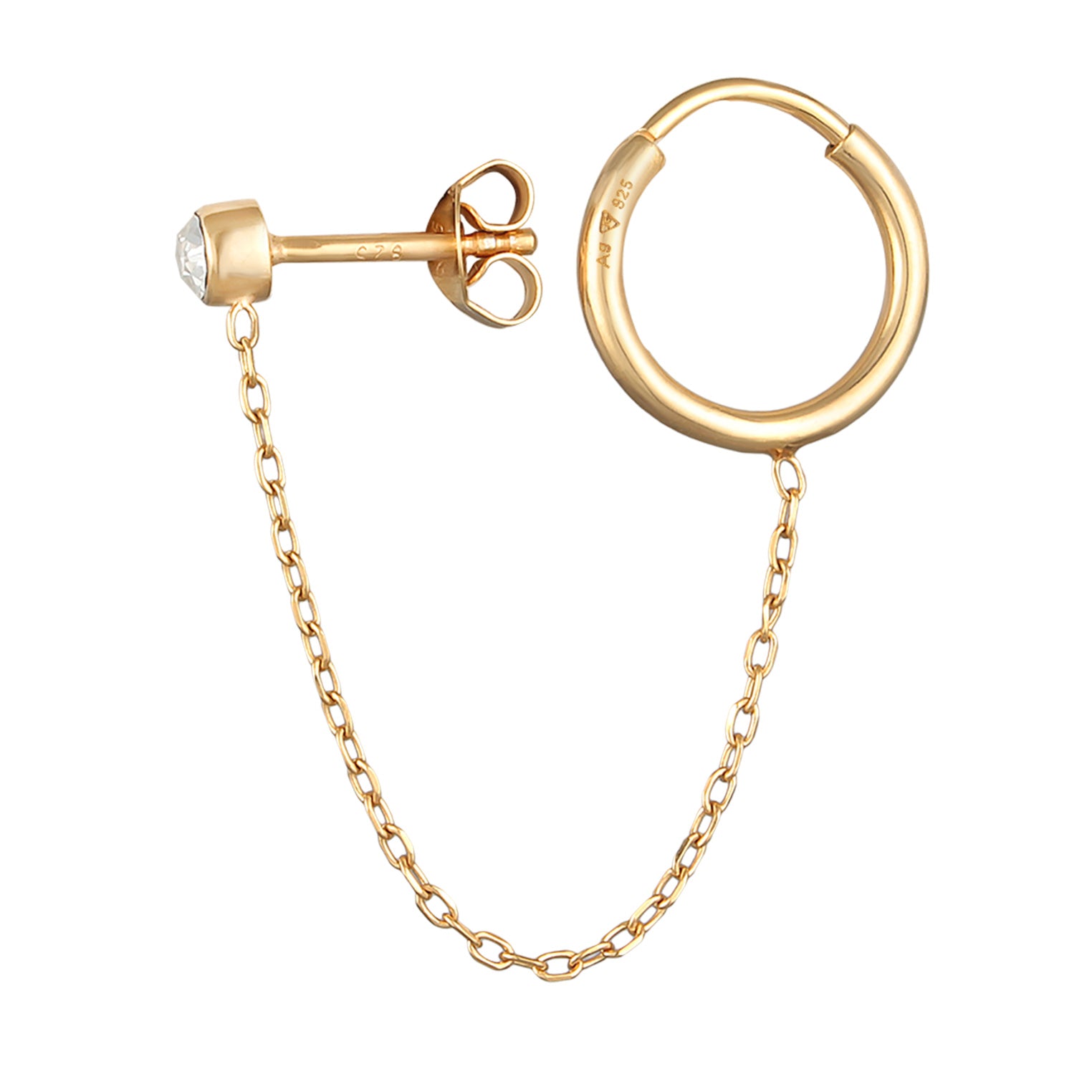 Gold - Elli | Creole Stecker 2-Loch | Mit Kristallen von Swarovski® (Weiß) | 925er Sterling Silber Vergoldet