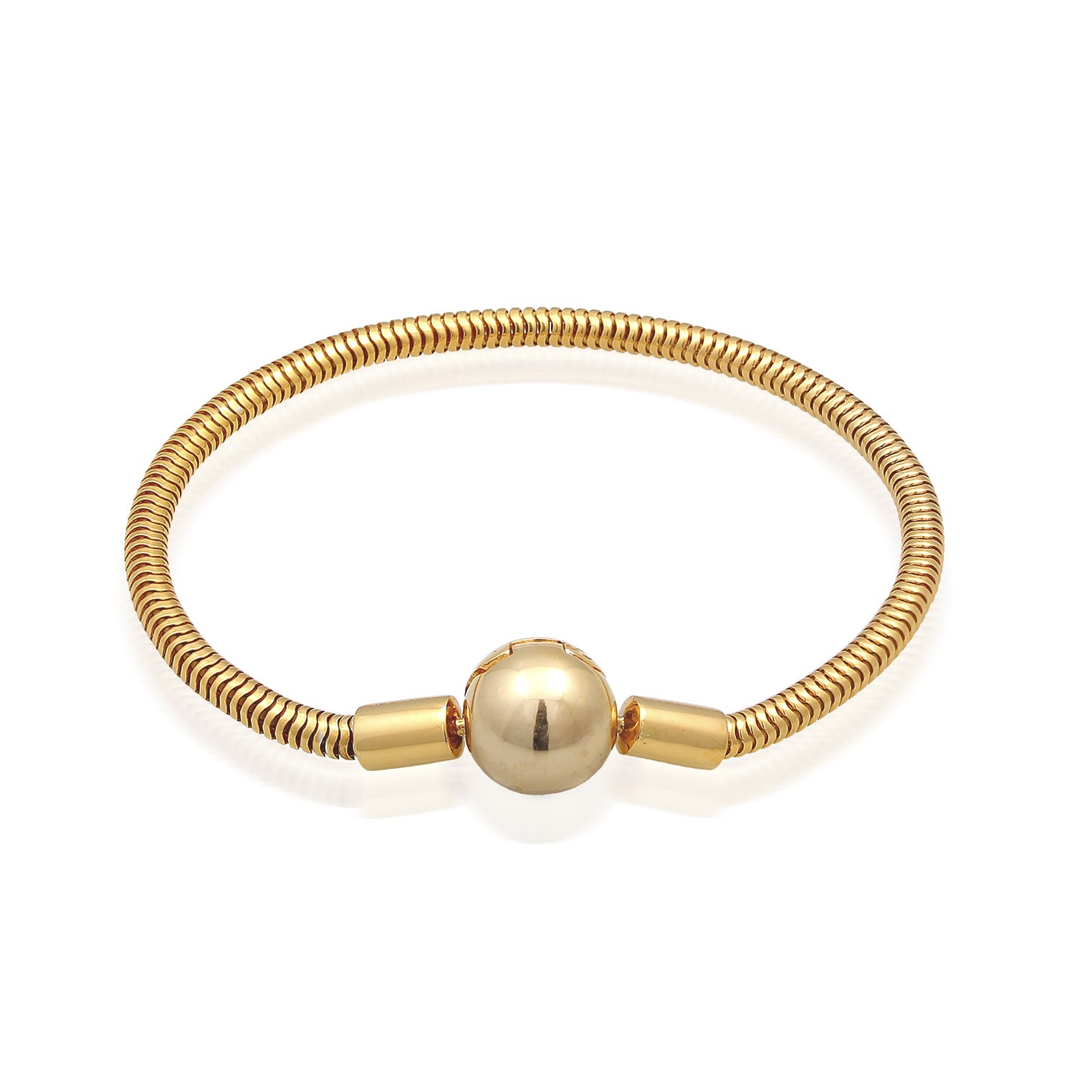 Gold - Nenalina | Schlangen-Armband Kugel | 925er Sterling Silber vergoldet