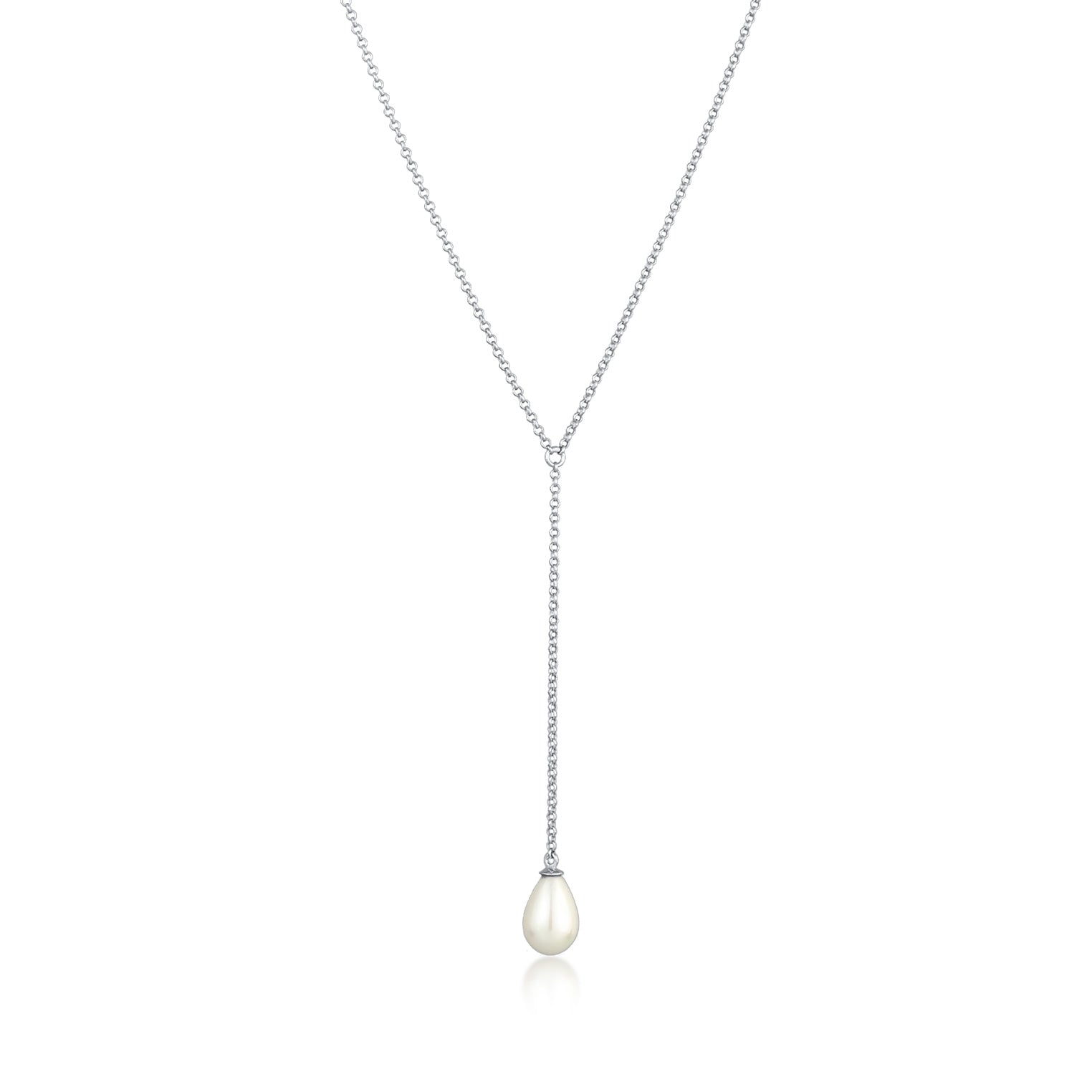 Silber - Nenalina | Y-Halskette Klassisk | Muschelkernperle | 925er Sterling Silber