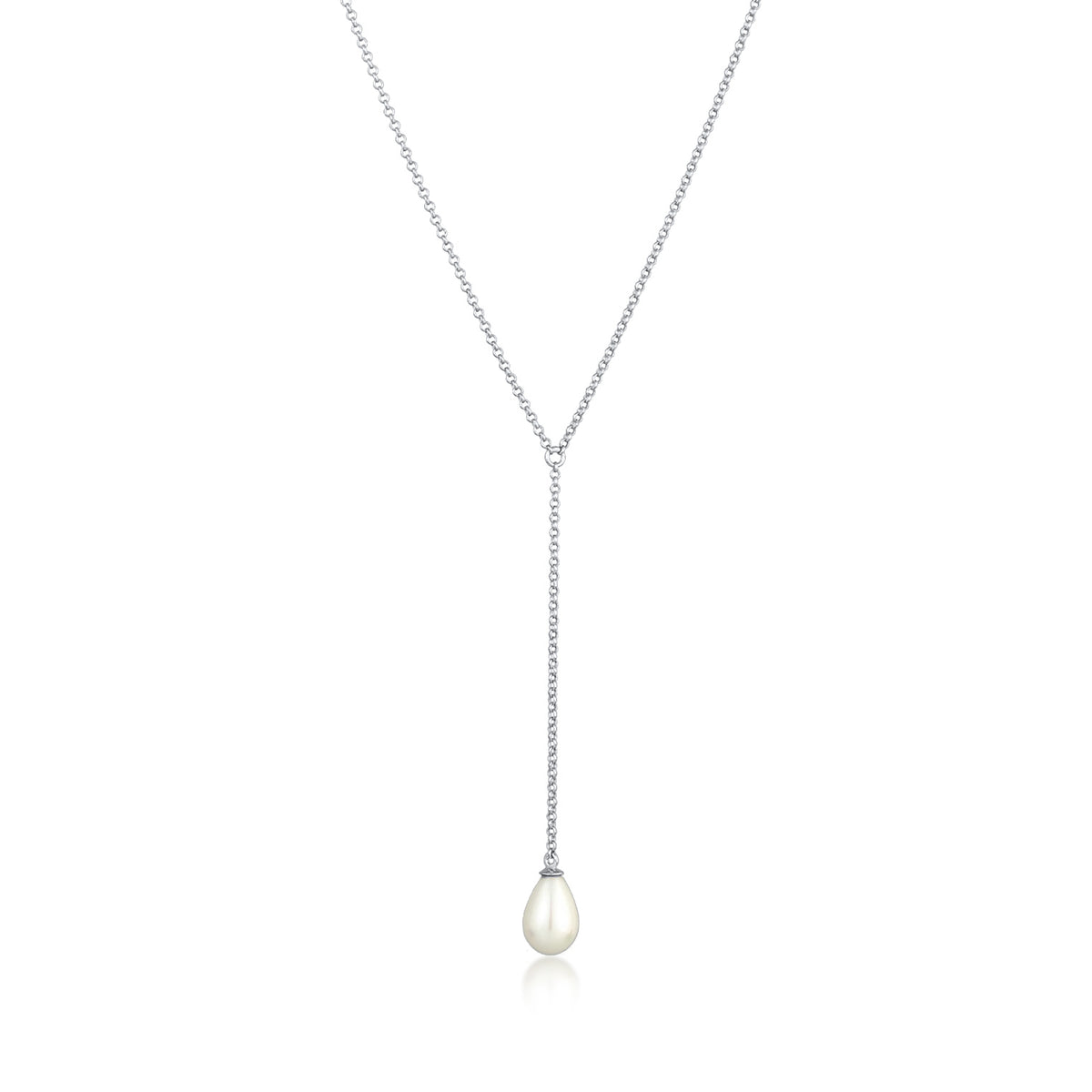 Silber - Nenalina | Y-Halskette Klassisk | Muschelkernperle | 925er Sterling Silber