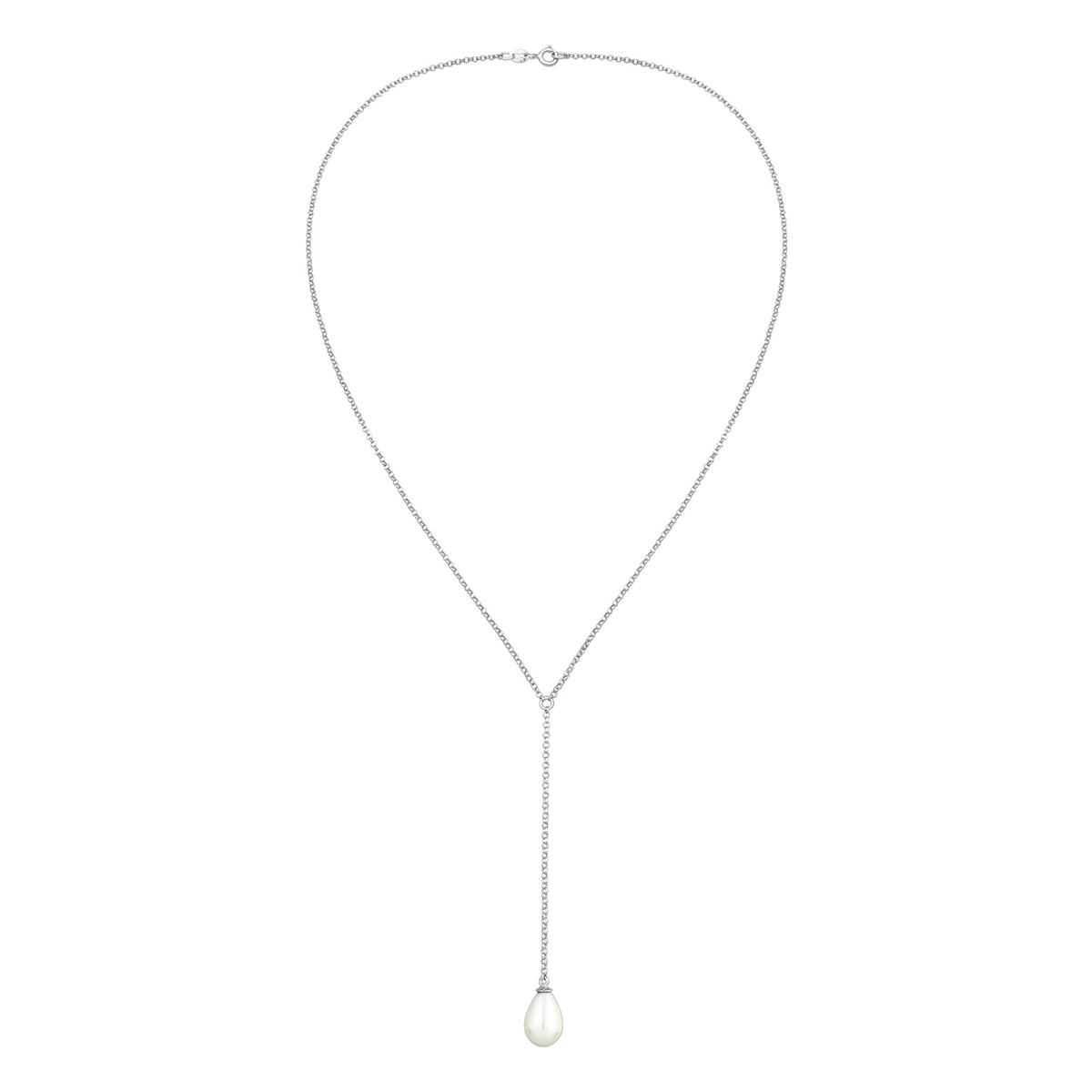 Silber - Nenalina | Y-Halskette Klassisk | Muschelkernperle | 925er Sterling Silber