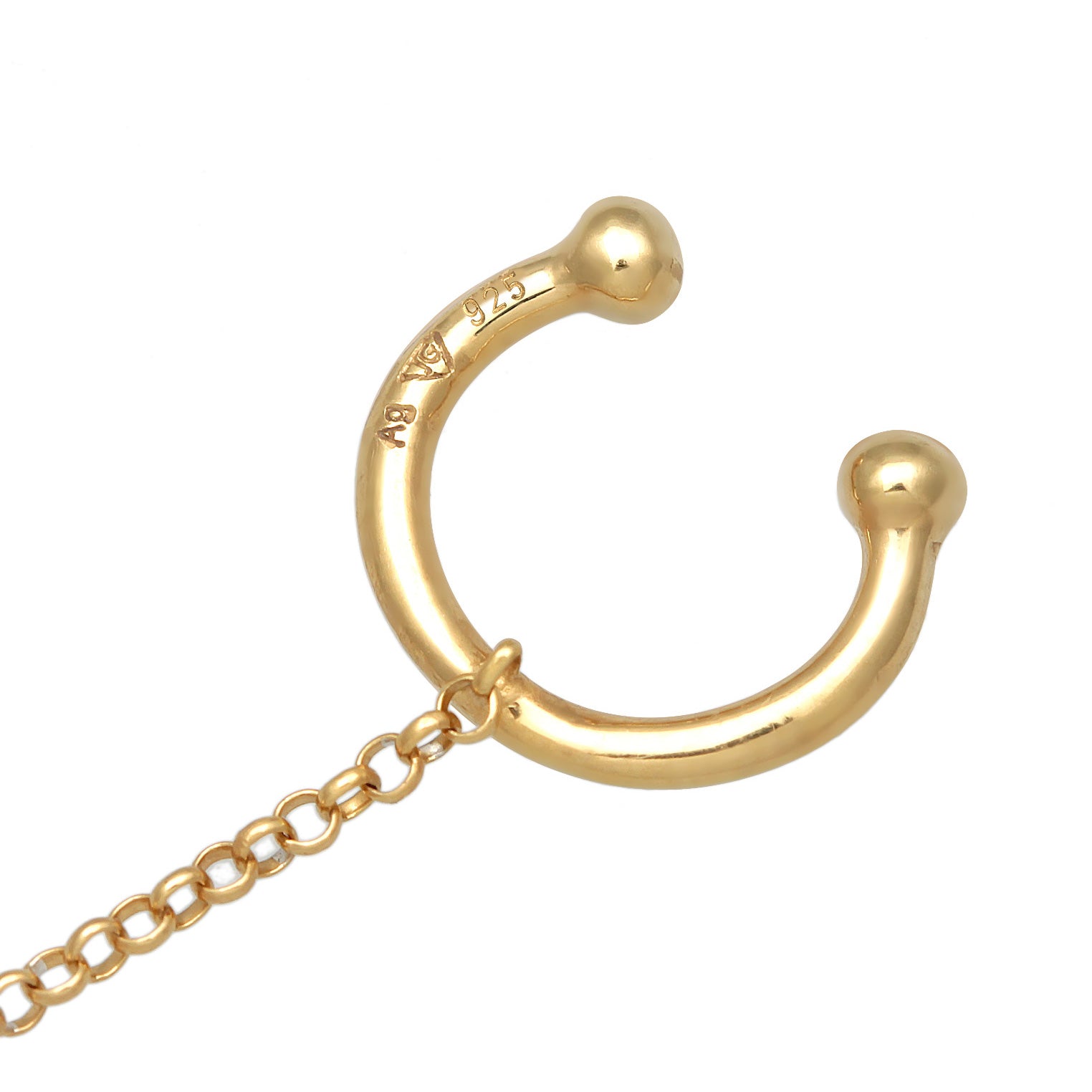 Gold - Elli | Ohrstecker Ear Chain | Süßwasserperle| 925er Sterling Silber Vergoldet