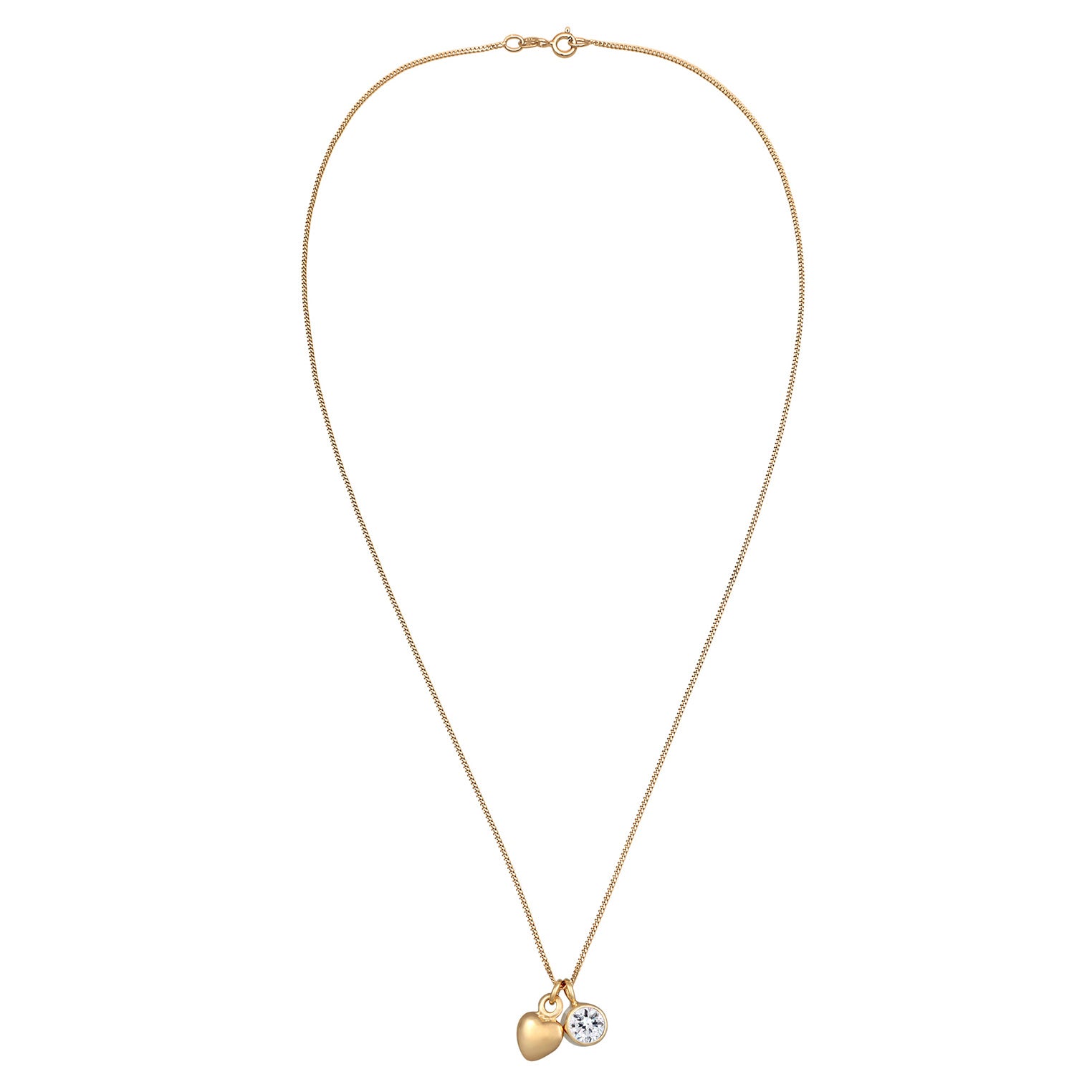 Gold - Elli | Halsketter Solitär Herz | Mit Kristallen von Swarovski® (Weiß) | 925er Sterling Silber Vergoldet