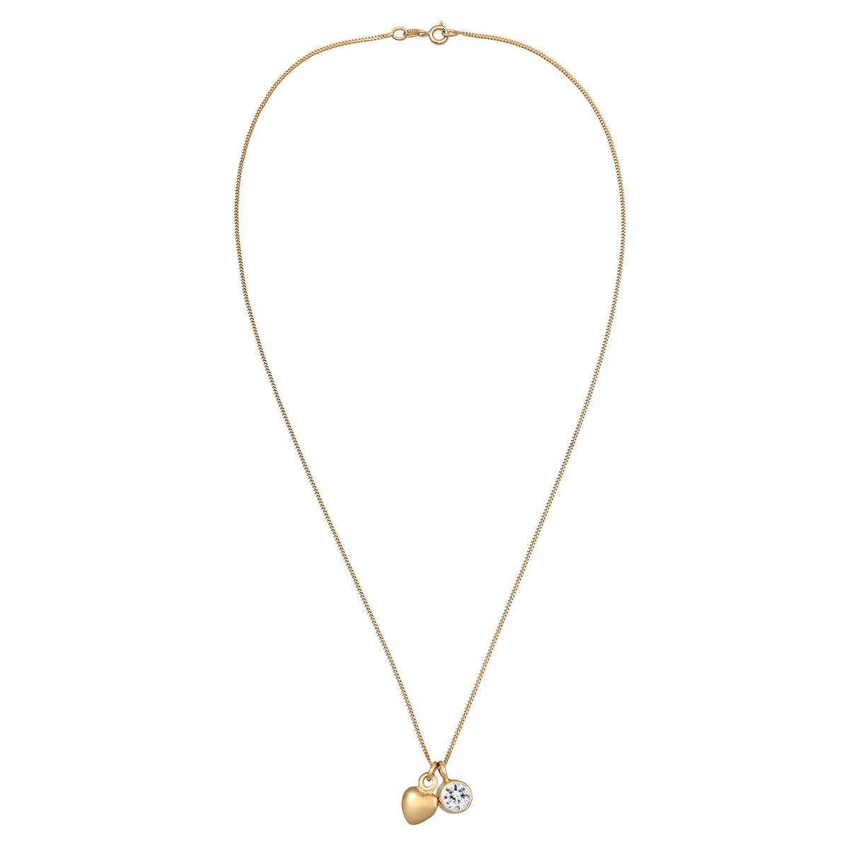 Gold - Elli | Halsketter Solitär Herz | Mit Kristallen von Swarovski® (Weiß) | 925er Sterling Silber Vergoldet
