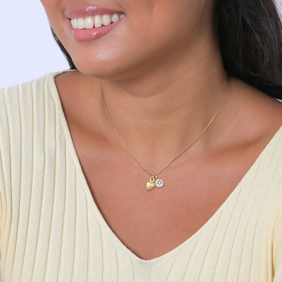 Gold - Elli | Halsketter Solitär Herz | Mit Kristallen von Swarovski® (Weiß) | 925er Sterling Silber Vergoldet