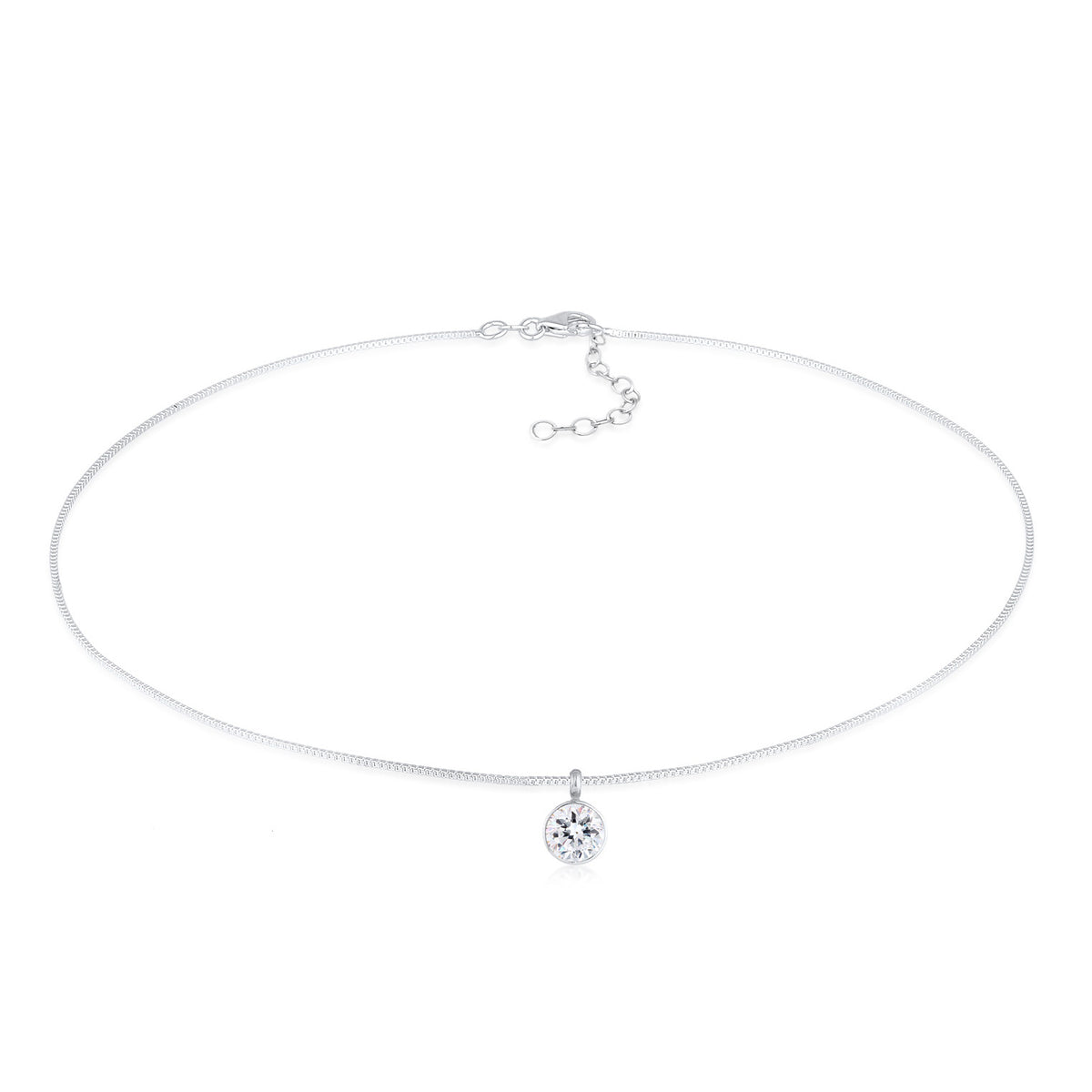 Silber - Elli | Choker Solitär | Mit Kristallen von Swarovski® (Weiß) | 925er Sterling Silber