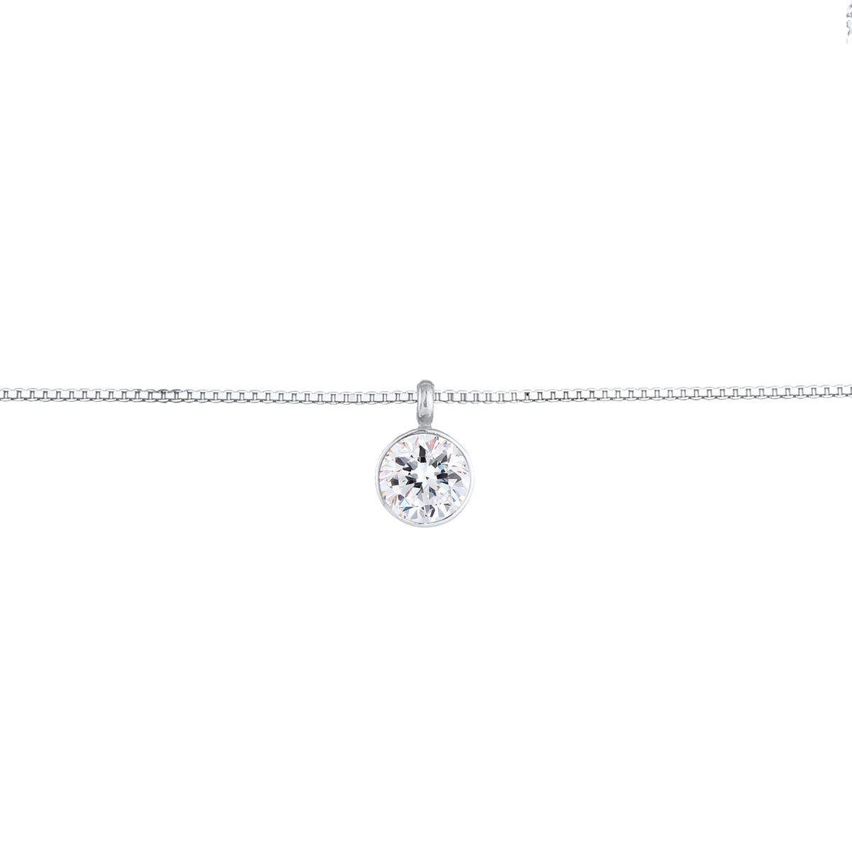 Silber - Elli | Choker Solitär | Mit Kristallen von Swarovski® (Weiß) | 925er Sterling Silber