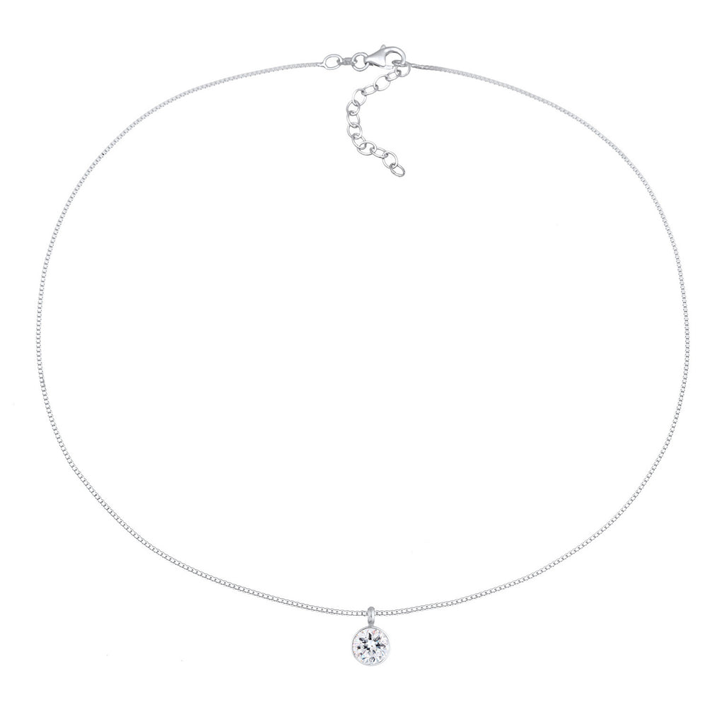 Silber - Elli | Choker Solitär | Mit Kristallen von Swarovski® (Weiß) | 925er Sterling Silber