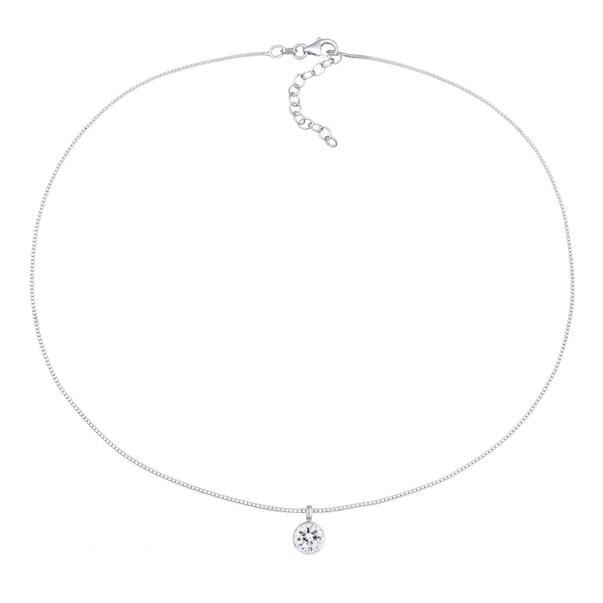 Silber - Elli | Choker Solitär | Mit Kristallen von Swarovski® (Weiß) | 925er Sterling Silber