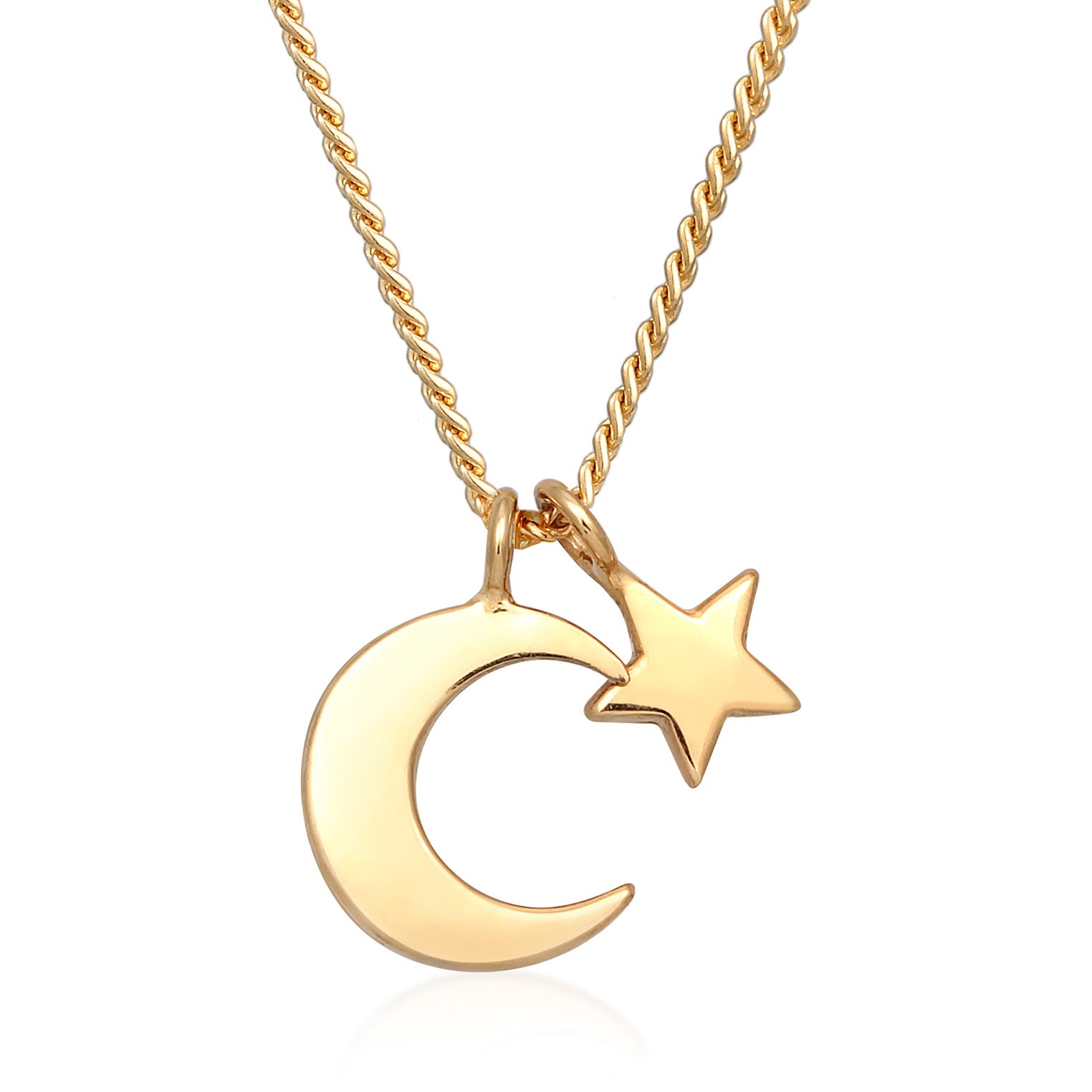 Gold - Elli PREMIUM | Halskette Mond Stern | 375er Gelbgold