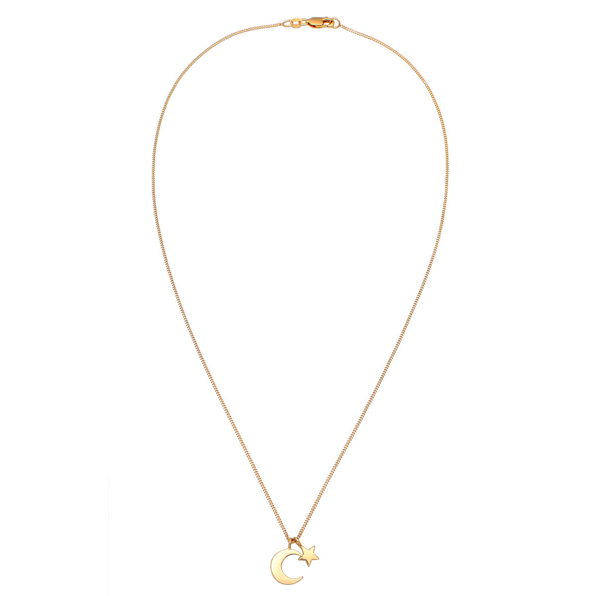 Gold - Elli PREMIUM | Halskette Mond Stern | 375er Gelbgold