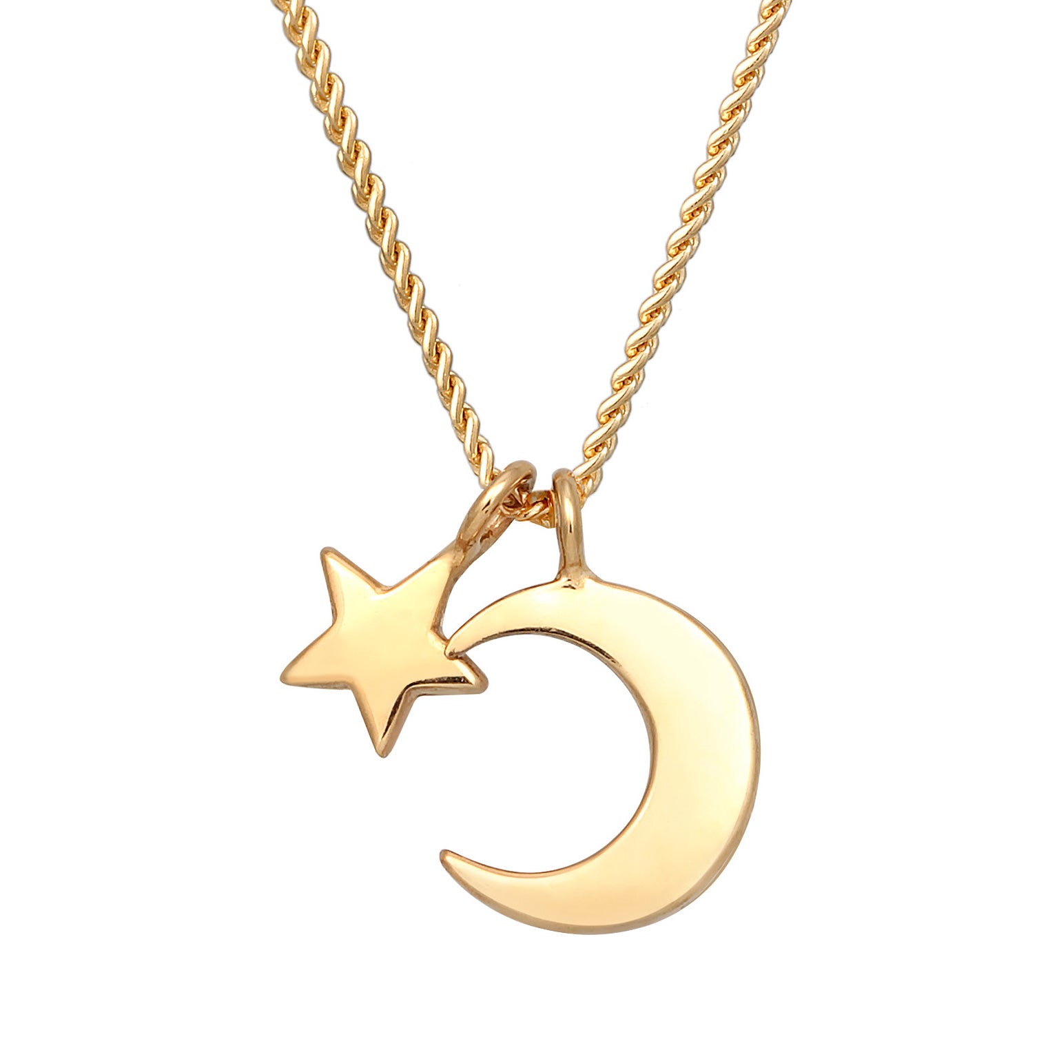 Gold - Elli PREMIUM | Halskette Mond Stern | 375er Gelbgold