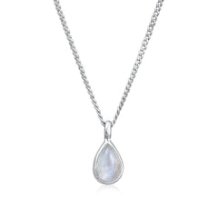 Halskette Solitär | Mondstein (Weiß)