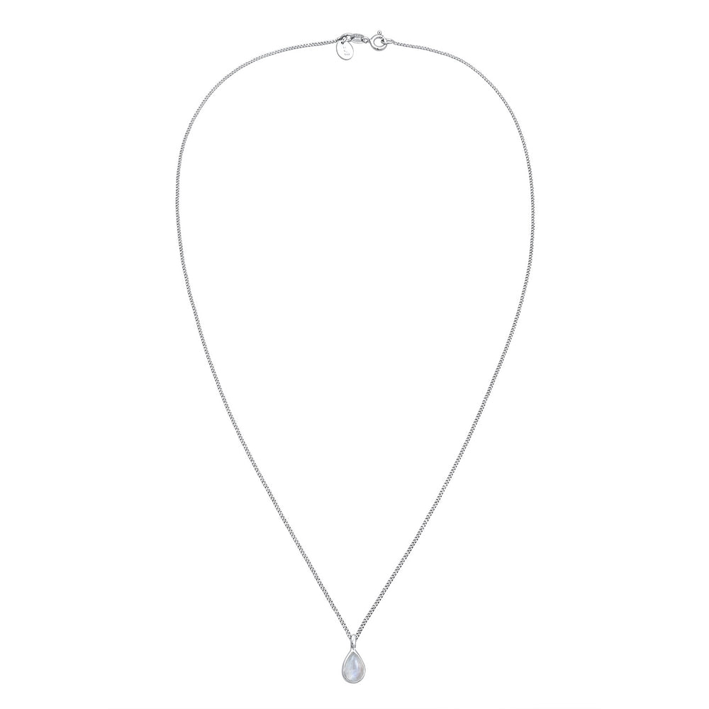 Halskette Solitär | Mondstein (Weiß)