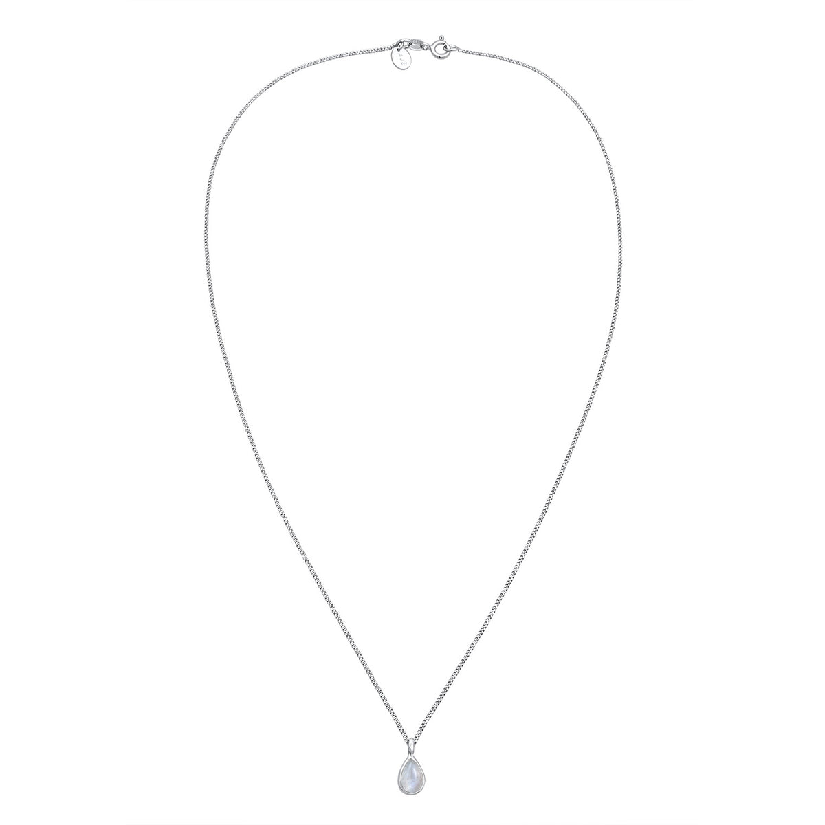 Silber - Elli PREMIUM | Halskette Solitär | Mondstein (Weiß) | 925er Sterling Silber