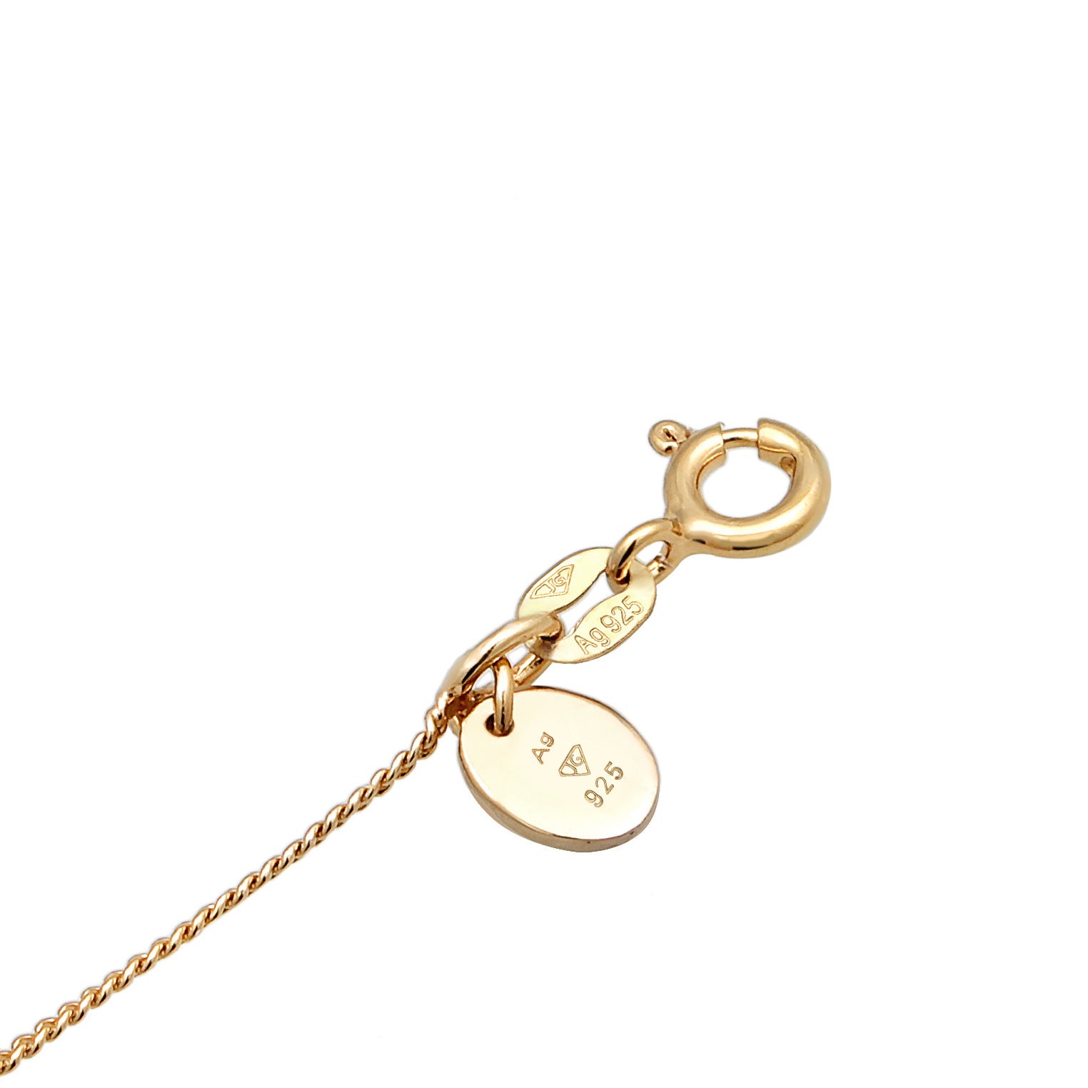 Gold - Elli PREMIUM | Halskette Solitär | Mondstein (Weiß) | 925er Sterling Silber Vergoldet