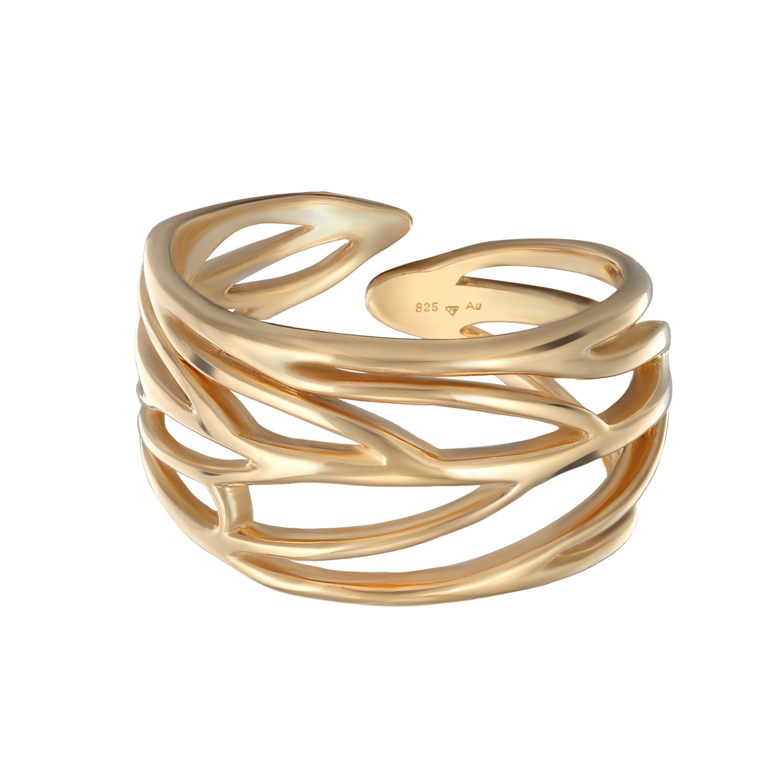 Gold - Elli | Ring Blatt | 925er Sterling Silber Vergoldet