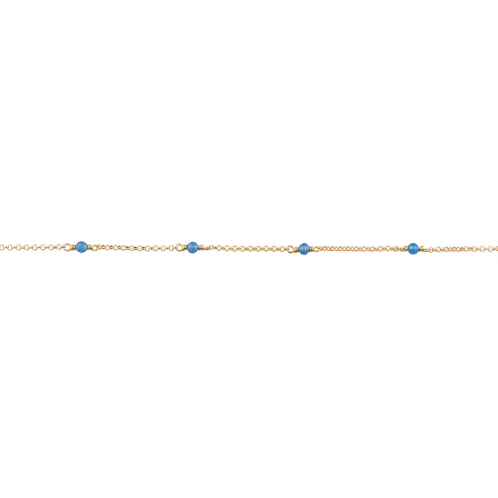 Gold - Elli | Halskette Beads | Achat (Blau) | 925er Sterling Silber Vergoldet